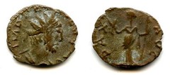 Very neat high quality ancient PAX barbarous AE16 antoninianus of Tetricus (mint