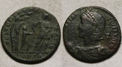 Constantius globe Constantinople soldier spear Rare genuine Ancient Roman coin