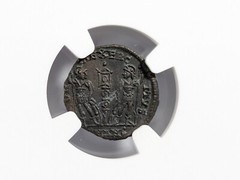 Constantine II Roman Empire AE4 BI Nummus AD 337 NGC Ch AU Soldiers Standards