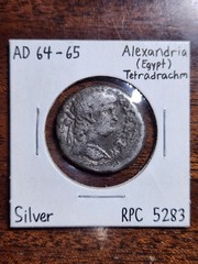 AD 64-65 Roman Provincial Alexandria Eagle Tetradrachm, Nero, RPC #5283
