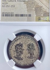 Trebonianus Gallus and Volusian Genuine NGC 251-253AD Ancient Roman Coin Temple