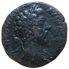 AE SESTERTIUS. MARCUS AURELIUS, 161-180 AD. ROME MINT. MECURY IN TEMPLE REVERSE.