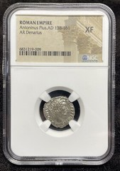 Roman Empire Antoninus Pius AD 138-161 AR Denarius NGC XF