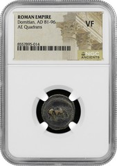 Domitian AE Quadrans AD 81-96 Rhinoceros NGC VF
