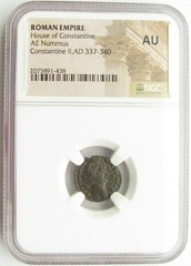 NGC AU, Constantine II, AE 3, Nicomedia Mint