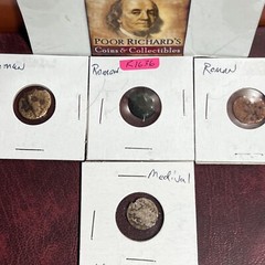 Stocking Stuffers: 4 Genuine Low Grade Ancient & Medieval Coins 1 Silver! R1636