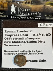 Roman Empress Bronze 2-4th C. Portait/Deity to ID. 13mm Nummus BB610
