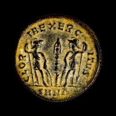 SCARCE Gloria Constans, as Caesar, 333-337. Follis Soldiers Single Banner Coin