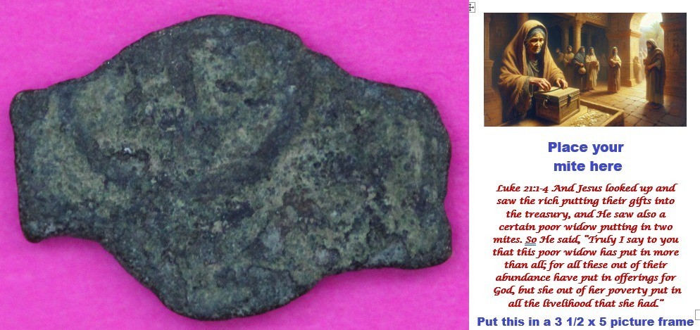 Widows Mite Coin Holy Land Artifact Frameable Display Card Time of Jesus COA 362