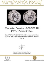 Vespasian Denarius – COSITER TR POT – 17 mm / 3,12 gr.