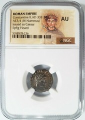 Constantine II Roman Empire BI Nummus AE3/4 NGC AU Ancient Epfig Hoard Pedigree