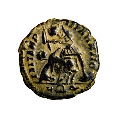 RARE R Wreath Q Spearing Rome Mint Horseman Constantius II (337-361 A.D.) Bronze