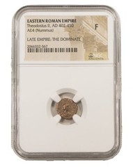 NGC F FINE Roman AE4 of Theodosius II (AD402 -450) NGC Ancients Certified Roman