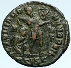 VALENTINIAN I Captive & Chi-Rho Christian ANTIQUE Ancient Old Roman Coin i103383