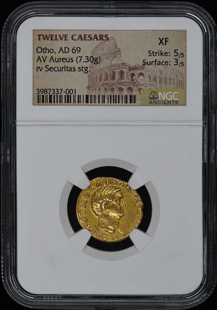 Otho, AD 69 ROMAN EMPIRE AV Aureus (7.30g) NGC XF Strike: 5/5 Surface: 3/5