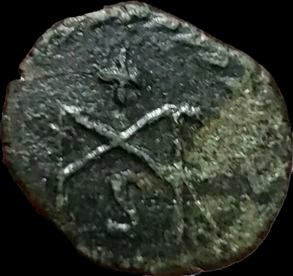 Marcian 392- 457 AD ,AE4 , MONOGRAM . . Carthage Mint. Roman Empire. Rare
