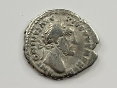 Antoninus Pius AR Denarius. Ch.Fine. Struck 156 AD. Rome Mint. Annona type.