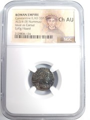 Constantine II Roman Empire BI Nummus AE3/4 NGC Ch AU Ancient Epfig Hoard Caesar