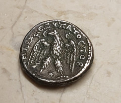 ELAGABALUS 219AD Antioch Eagle Large Authentic Ancient Silver Roman Coin