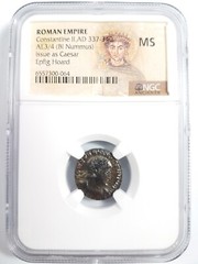 Constantine II Roman Empire BI Nummus AE3/4 NGC MS Ancient Epfig Hoard Pedigree