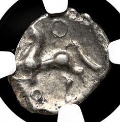 CELTIC GAUL, Aedui. 1st Century BC. Silver Quinarius, Horse, NGC XF