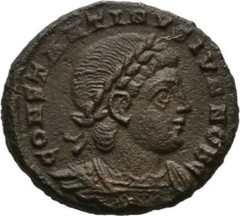 Ancient Rome 316-337 AD CONSTANTINE II CAESAR FOLLIS SOLDIERS ANTIOCH #3