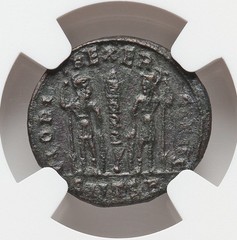 EMPIRE Emperor Delmatius Soldiers Military Standard NGC Ancient Roman Coin D1351