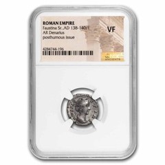 Roman AR Denarius Faustina Sr. (138-140/1 AD) VF NGC