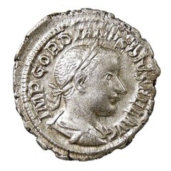 GORDIAN III on Horseback! XF Scarce Roman Empire Silver Denarius Coin RIC 81