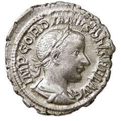 GORDIAN III on Horseback! XF Scarce Roman Empire Silver Denarius Coin RIC 81