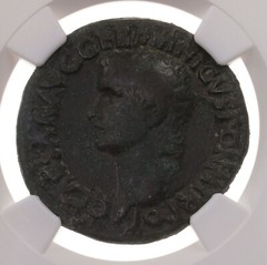 Roman Empire Caligula AD 37-41 AE As 10.88g rv Vesta std NGC Ch F Strike 5/5 2/5