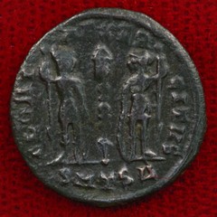 Ancient Roman Empire Coin CONSTANTIUS II Two Roman Soldiers “Glory of The Army”