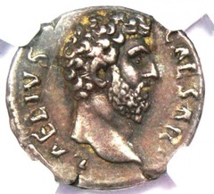 Aelius Caesar AR Denarius Silver Roman Coin 136 AD – NGC XF (EF) – 5/5 Strike!