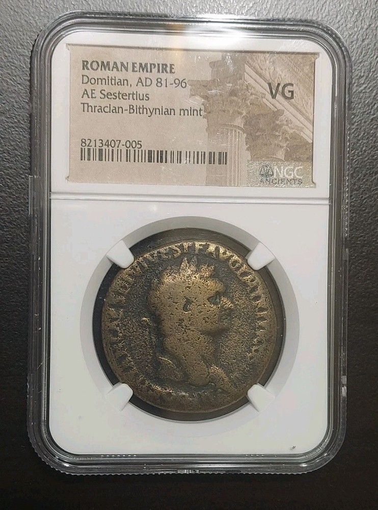 Domitian AE Sestertius AD 81-96 Pax as Caesar NGC VG Thracian-Bithynian Mint
