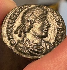 Valentinian I R. 367- 375 AD AE Follis XF+ Stunning Portrait , Dark Patina A077