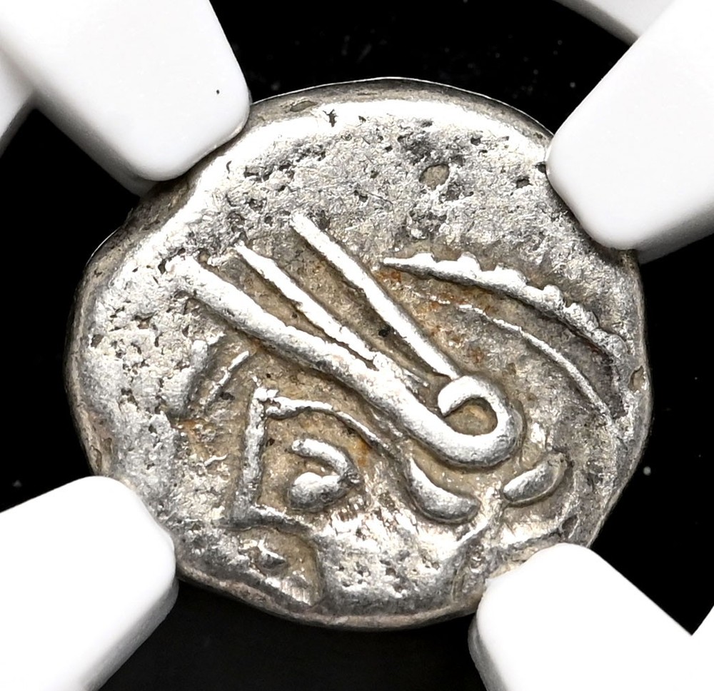 CELTIC, Aedui/Lingones. 1st Century BC. Silver Quinarius, Kaletedou, NGC VF