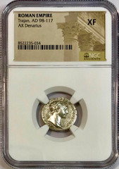 Exceptional 98-117 AD Trajan Ancient Roman Silver Denarius “OPTIMO PRINC” NGC XF