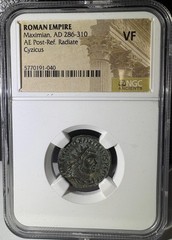 Roman Empire Maximian AD 286-310 AE Post-Ref Radiate Cyzicus NGC VF (040)