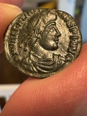 Valentinian I R. 367- 375 AD AE Follis XF+ Stunning Portrait , Dark Patina A077