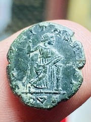 Constantius II AE Nummus Rome AD 337-340, SECVRITAS REIP, R☙T, PAGAN IMAGERY, XF