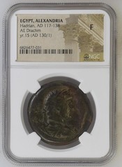 Egypt Alexandria Hadrian AD 117-138 AE Drachm yr. 15 (AD 130/1) NGC F Scarce yr