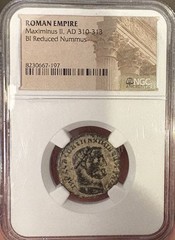 310-313 AD Maximinus II BI Reduced Nummus NGC Certified