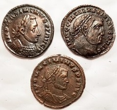 3 AU Maximinus II Bronze Coins Different Types ALMOST UNCIRCULATED Lot of 3