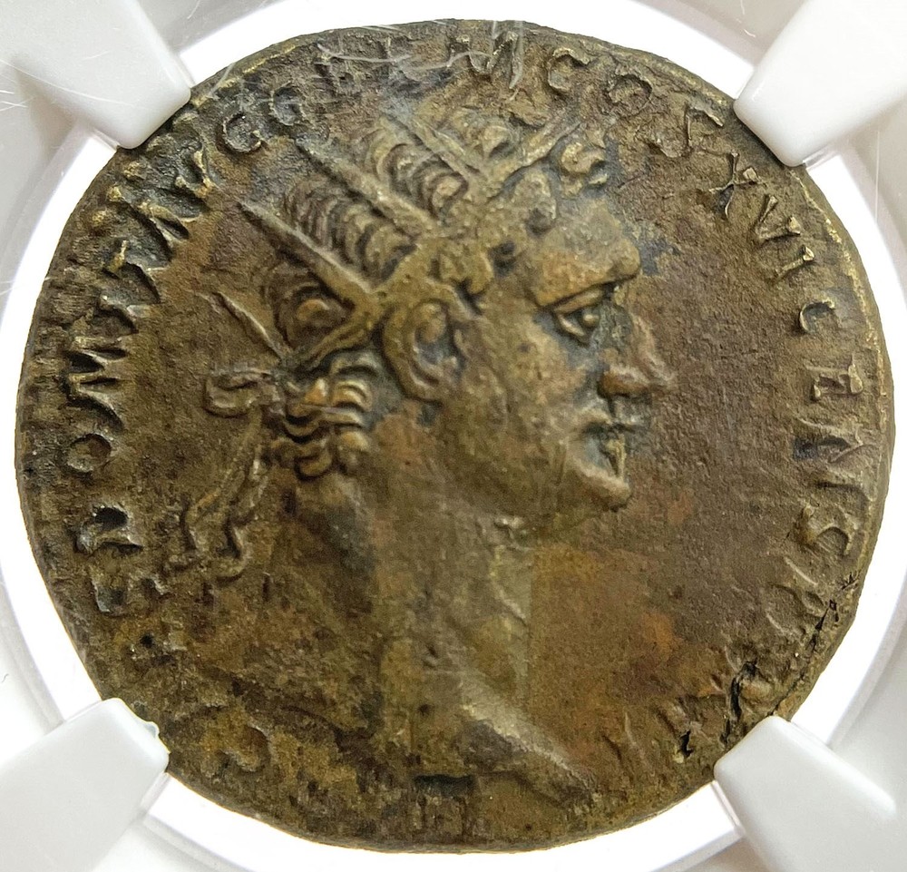 81-96 AD ROMAN EMPIRE DOMITIAN AE DUPONDIUS FORTUNA COIN NGC CHOICE VF ROME MINT