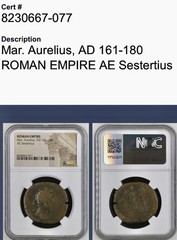 Large Emperor Marcus Aurelius Sestertius 161-180AD NGC Genuine Roman Coin