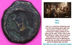 Widows Mite Coin Holy Land Artifact Free Display Card Jesus Christ Lifetime K712