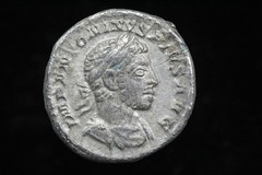 Roman Elagabalus AR Denarius Elagabalus sacrificing over altar Rome mint 222 AD