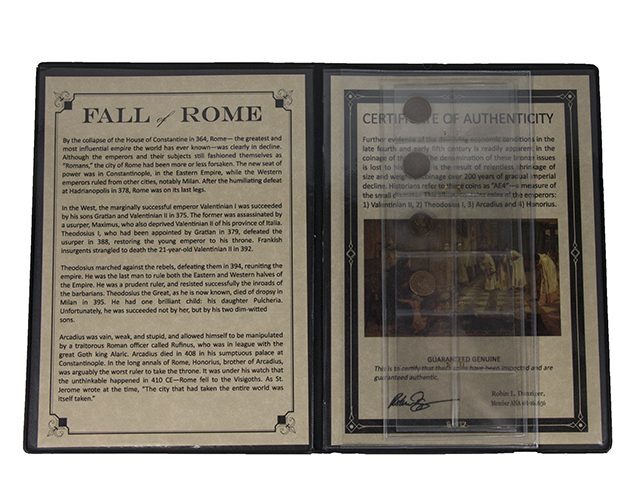 Fall of Rome: Four Late Roman Empire “AE4” Coins in Album Free Shipping!!!