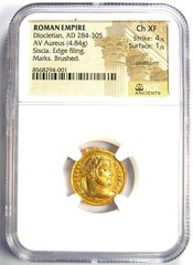 Diocletian AV Aureus Gold Roman Coin 284 AD – Certified NGC Choice XF (EF)
