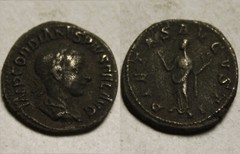Gordian III 240 AD Rare genuine ancient Roman coin Billon denarius Pietas